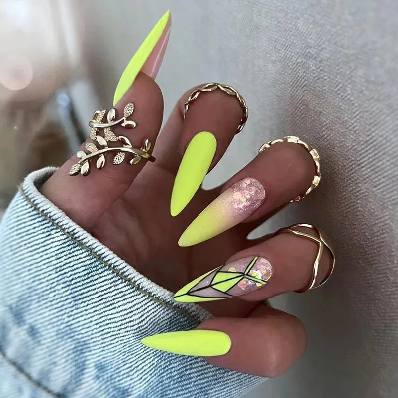 Neon Glitter Nails