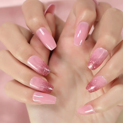 Soft Glitter Pink Nails