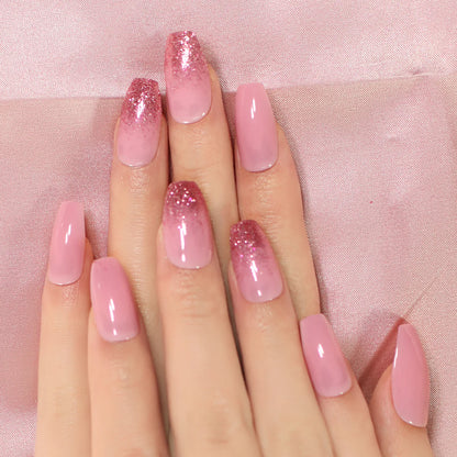 Soft Glitter Pink Nails